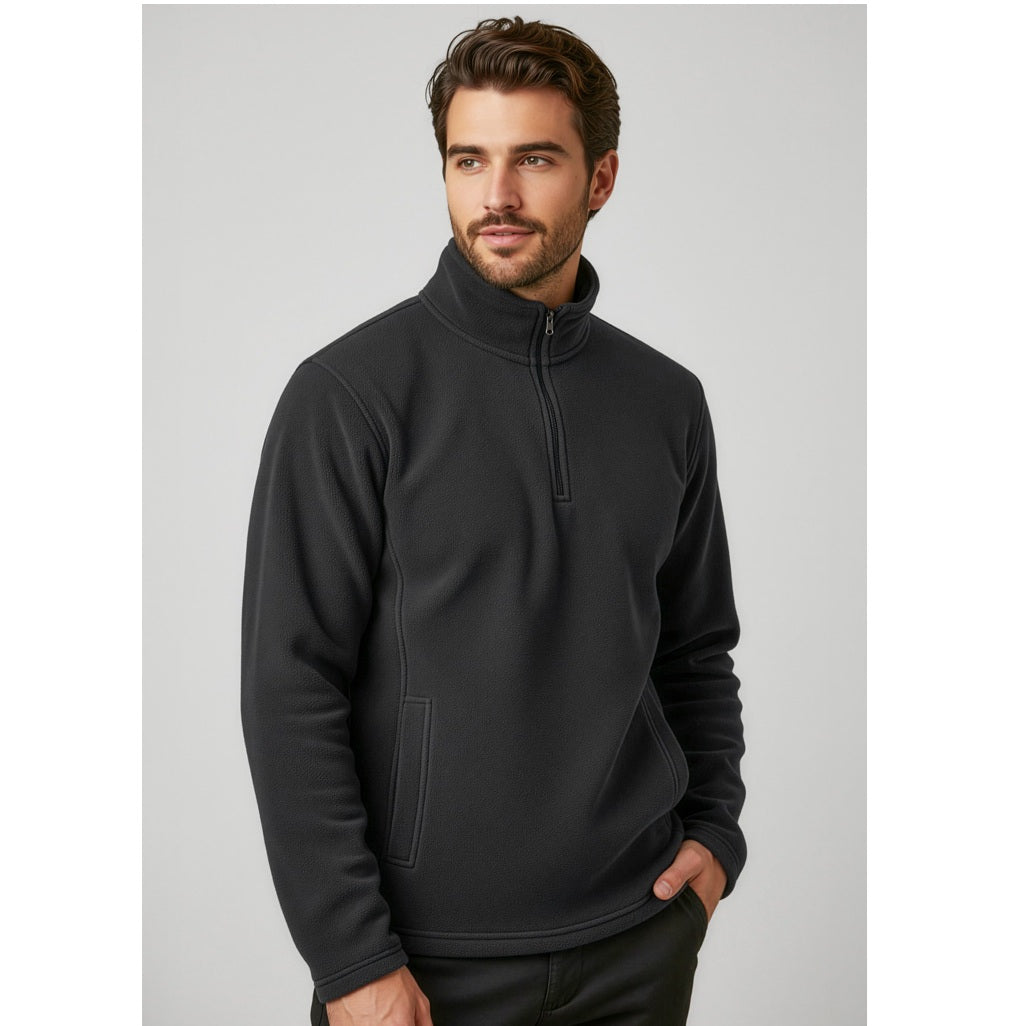 Biz Collection F10510 Mens Trinity Fleece 1/2 Zip Pullover - Black - Alternative Front View