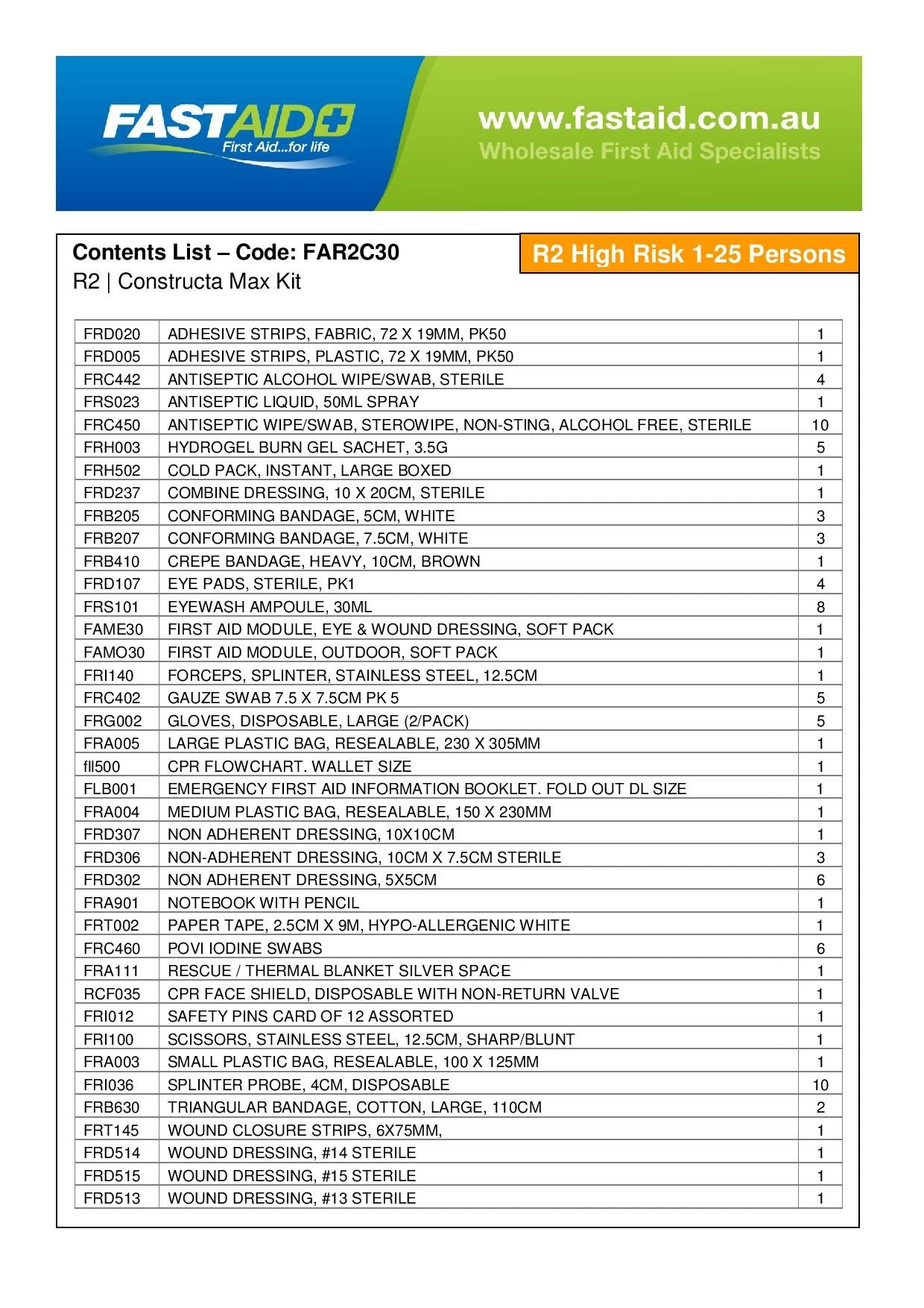 FastAid FAR2C30 R2 | Constructa Max Kit Soft Pack
