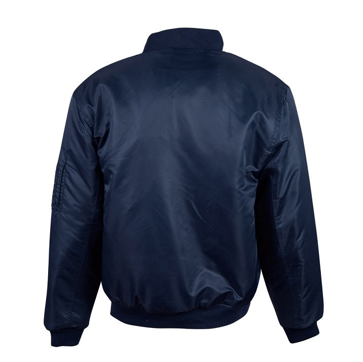 Winning Spirit FJ02 Unisex Flying Bomber Jacket in Colour Navy - Back view