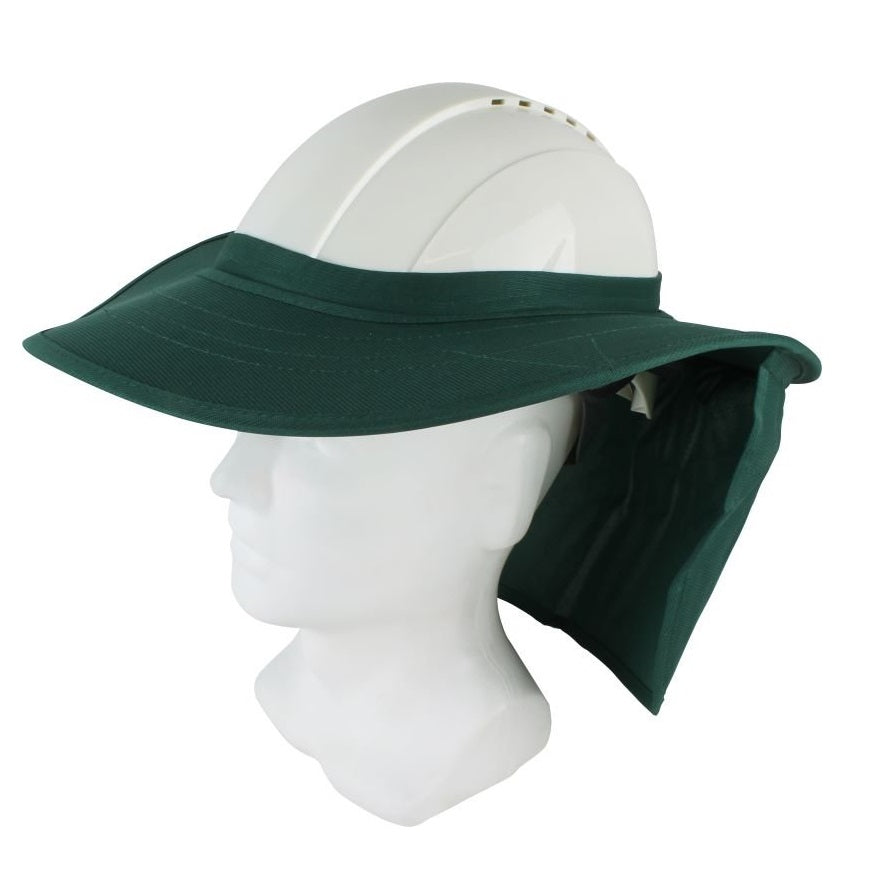Maxisafe HBS558 Hard Hat Brim with Neck Flap - Green - In-Use Side View