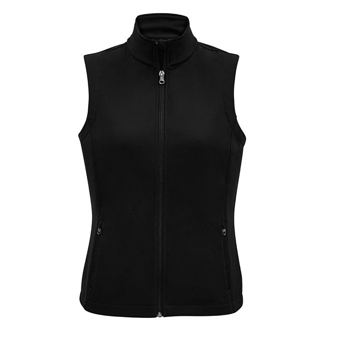 Biz Collection J830L Apex Ladies Softshell Vest - Black - Front View