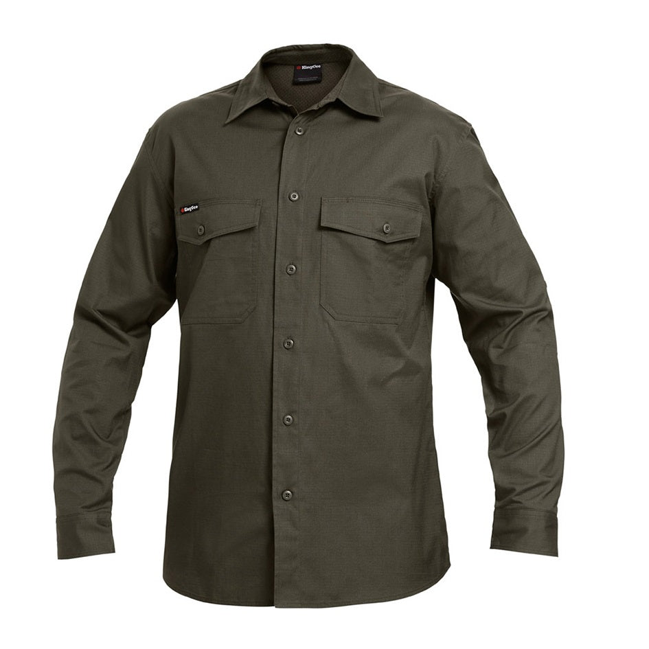 KingGee K14820 Workcool 2 Long Sleeve Shirt - Green - Front View