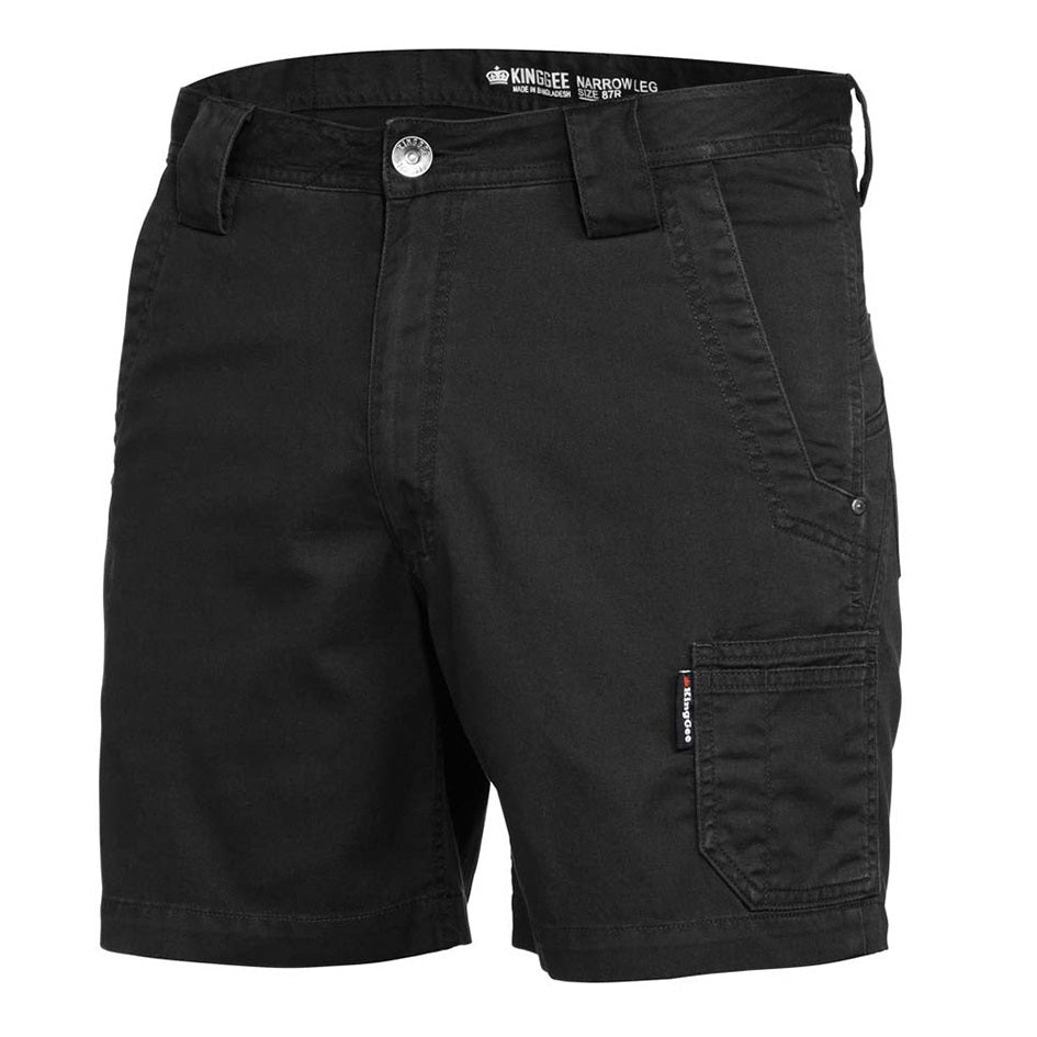 KingGee K17330 Tradie Summer Short Short - Black - Front View