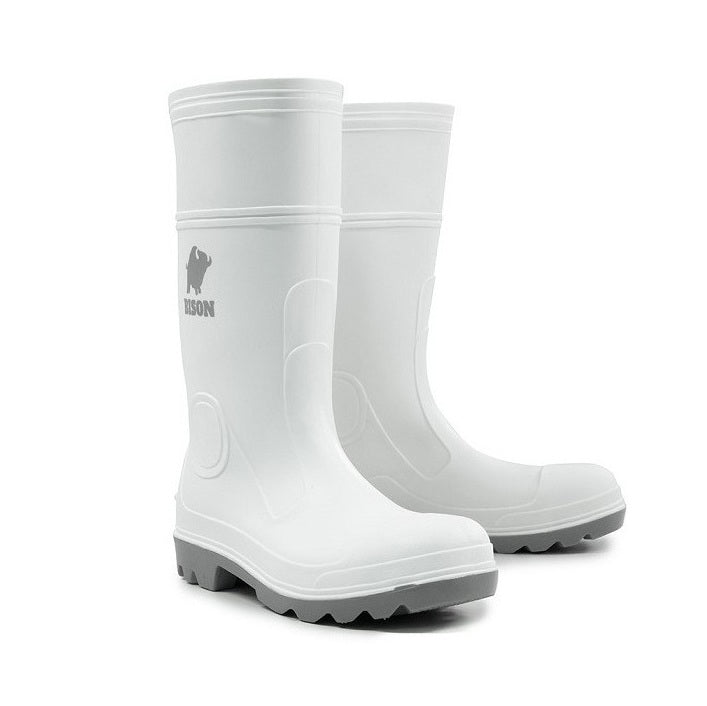 Bison MOHAWKWGY PVC/Nitrile Food Industry Safety Gumboot White/Grey
