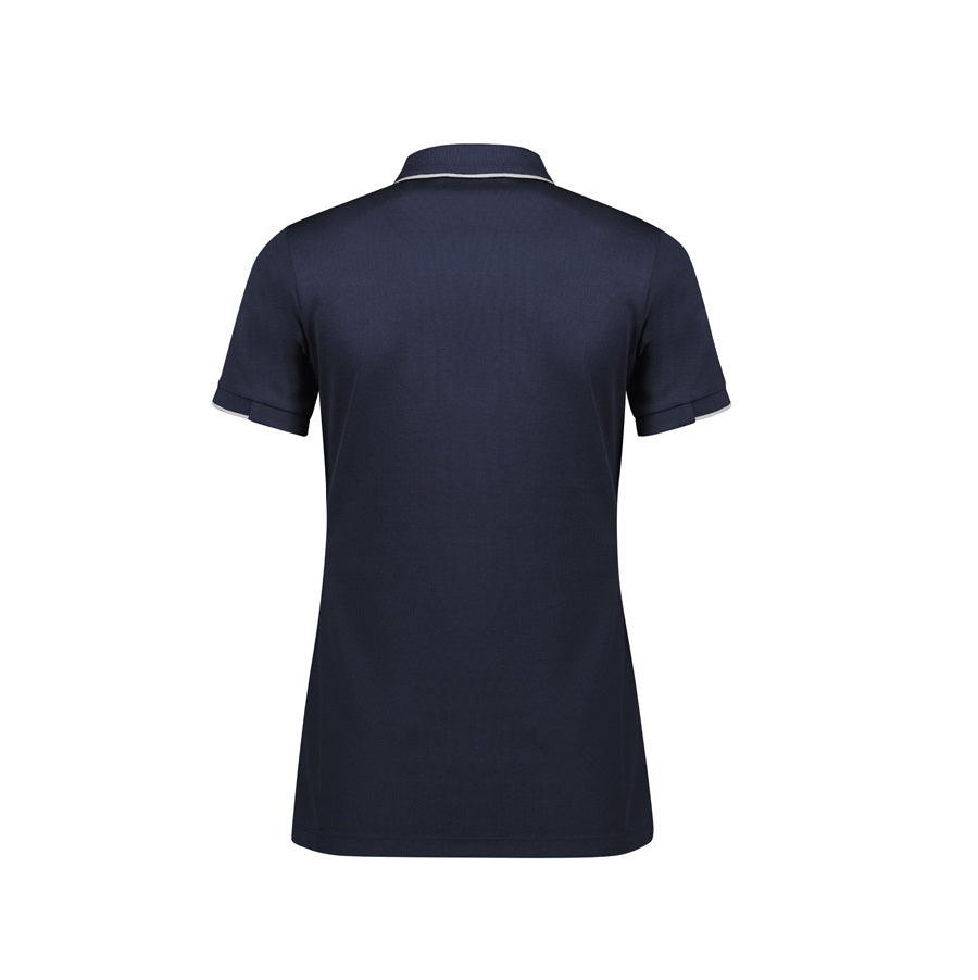 Biz Collection P313LS Women's Focus Short Sleeve Polo Colour Navy/White - Back view