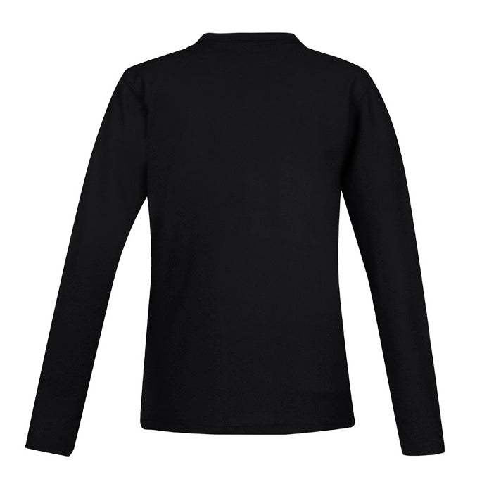 Biz Collection P400LL Crew Ladies Long Sleeve Polo - Black - Back View