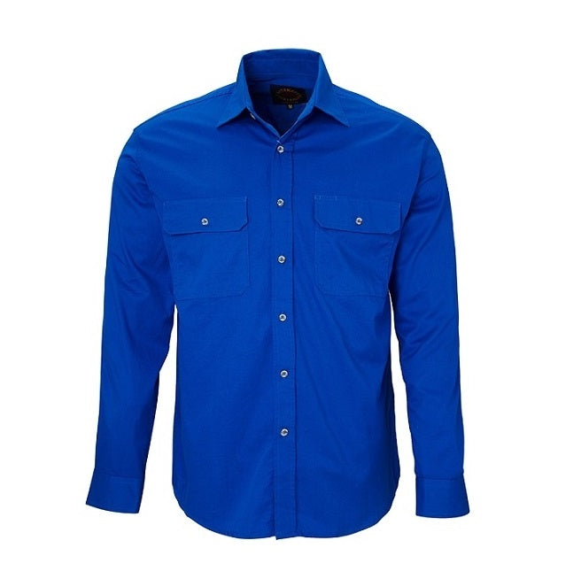Pilbara RM500BT Mens Open Front L/S Lightweight Shirt Cobalt Blue