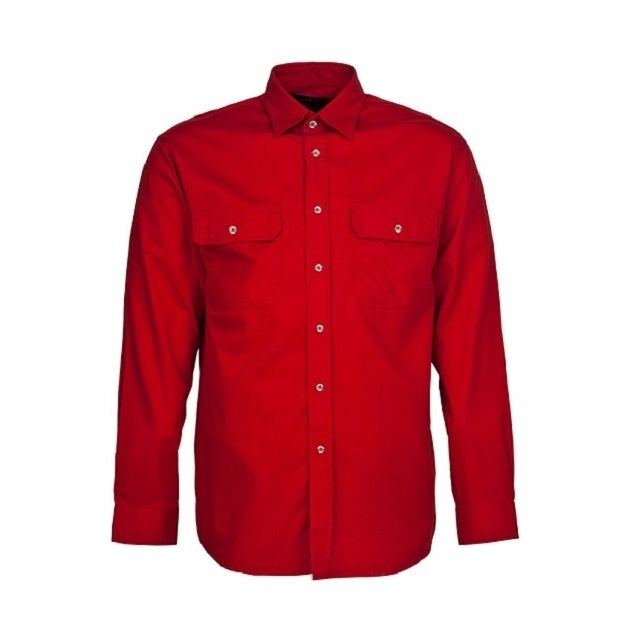 Pilbara RM500BT Mens Open Front L/S Lightweight Shirt Red