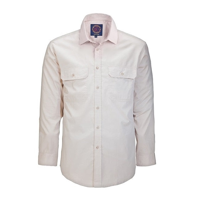 Pilbara RM500BT Mens Open Front L/S Lightweight Shirt Stone