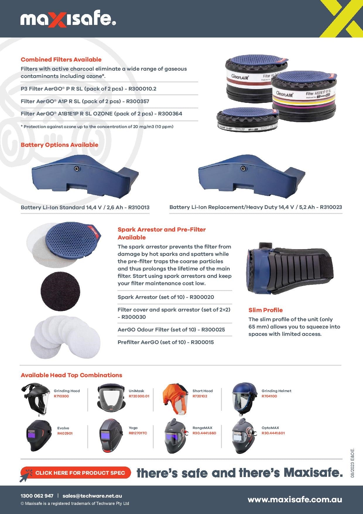 Maxisafe R304100H CleanAIR CA-40G Hard Hat w/ Toric Visor & AerGO PAPR Kit - Heavy Duty Battery