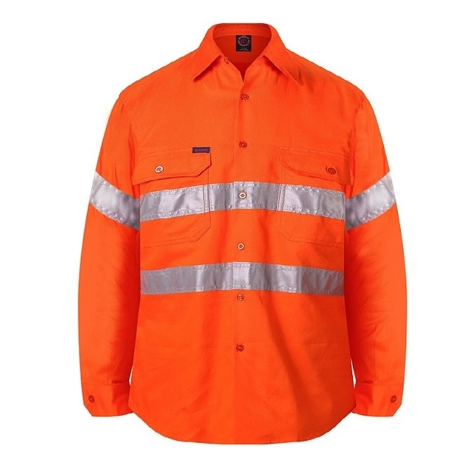 Ritemate RM1040R Open Front Long Sleeve 3M Tape - Orange - Front View