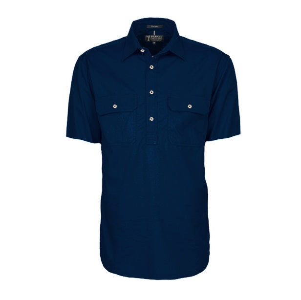 Pilbara RM200CFS Mens Closed Front Short Sleeve Lightweight Shirt French Navy