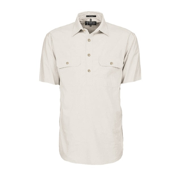 Pilbara RM200CFS Mens Closed Front Short Sleeve Lightweight Shirt Stone