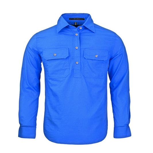 Pilbara RM400CF Kids Closed Front L/S Shirt Cobalt Blue