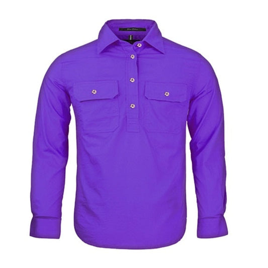 Pilbara RM400CF Kids Closed Front L/S Shirt Purple