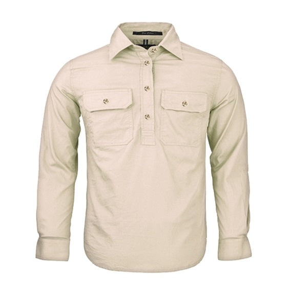 Pilbara RM400CF Kids Closed Front L/S Shirt Stone