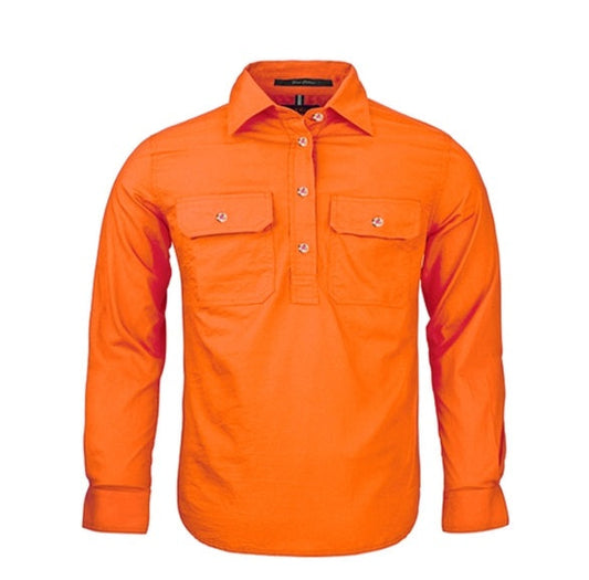 Pilbara RM400CF Kids Closed Front L/S Shirt Tangerine
