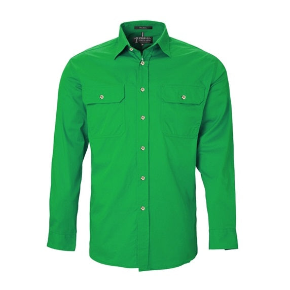 Pilbara RM500BT Mens Open Front L/S Lightweight Shirt Emerald