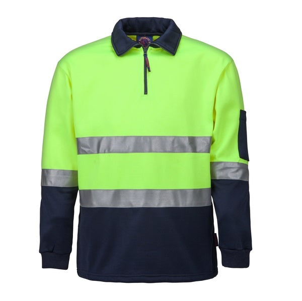 Ritemate RM6012R Half Zip Fleece Pullover with Tape - Yellow/Navy - Front View