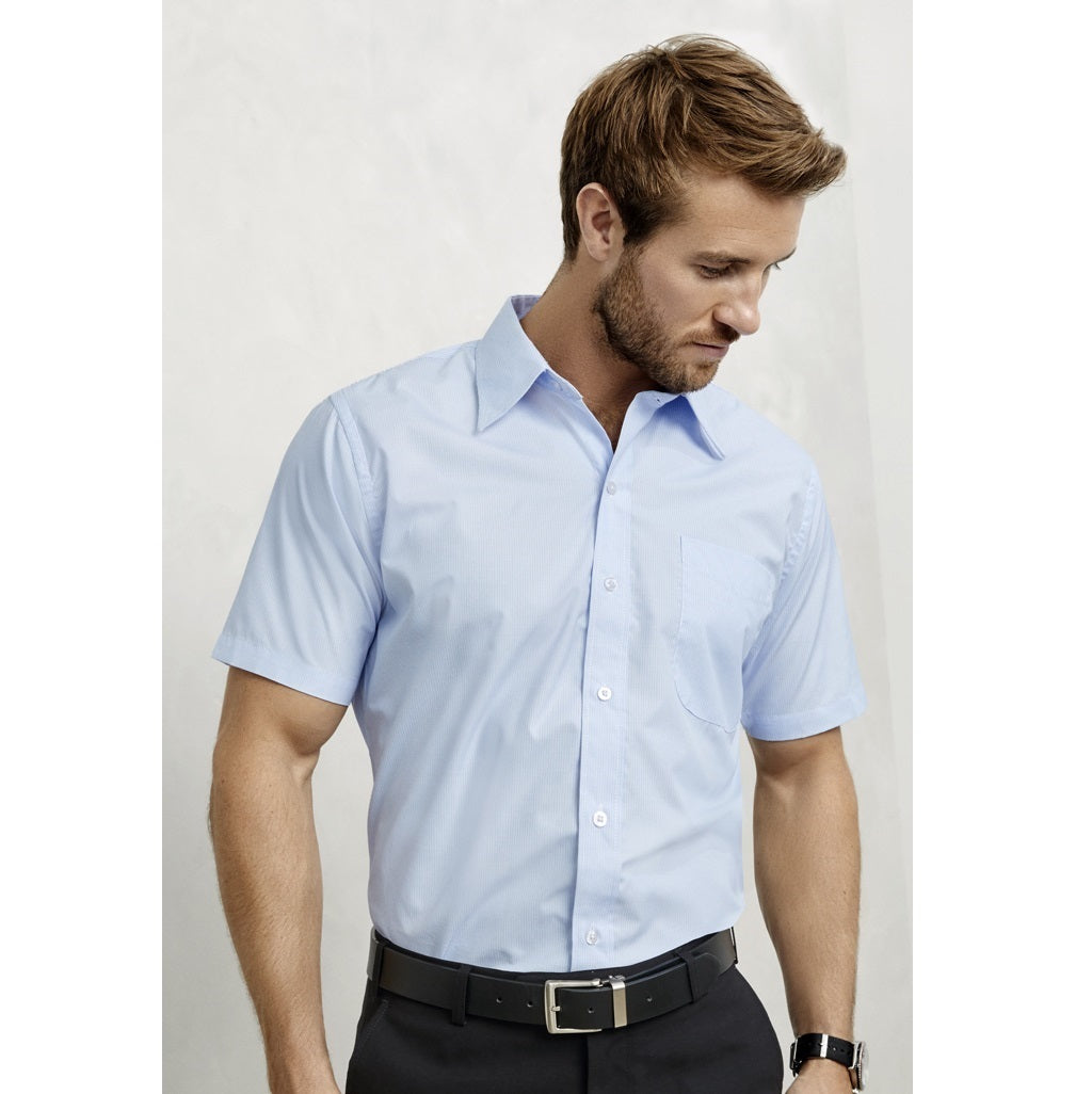 Biz Collection S251MS Mens Ambassador Short Sleeve Shirt - Blue - Front View