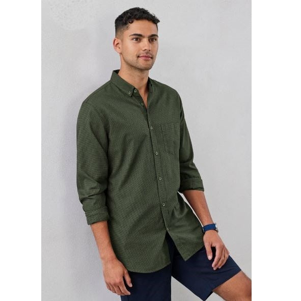 Biz Collection S421ML Mens Soul Long Sleeve Shirt - Olive Green - Back View
