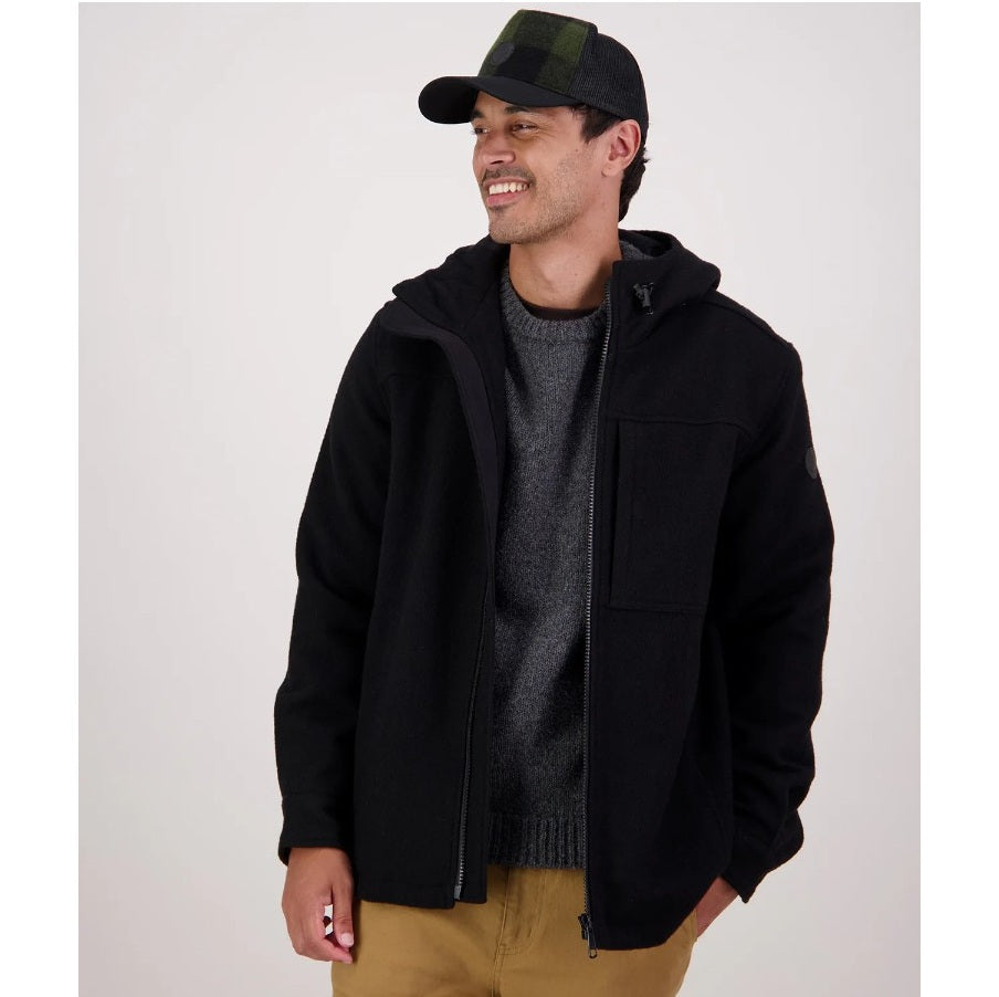 Swanndri SW17435M Hudson Mens Wool Hoody - Black - Front View