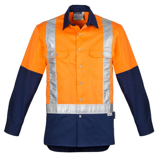 Syzmik ZW124 Mens Hi Vis Spliced Industrial L/S Shirt- Shoulder Taped