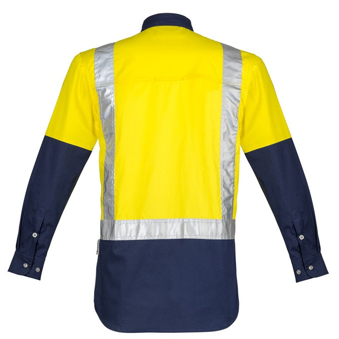 Syzmik ZW124 Mens Hi Vis Spliced Industrial L/S Shirt- Shoulder Taped