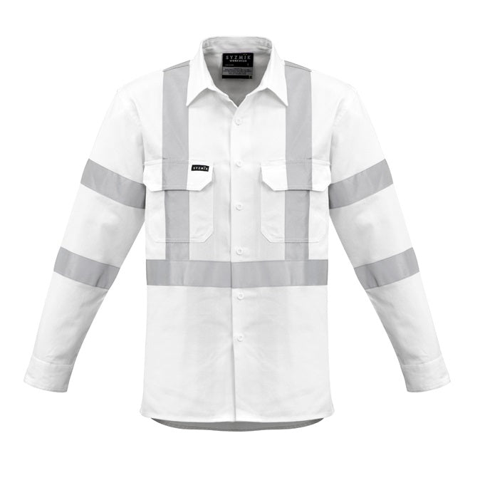 Syzmik ZW621 Mens White Bio Motion X Back Tape L/S Shirt