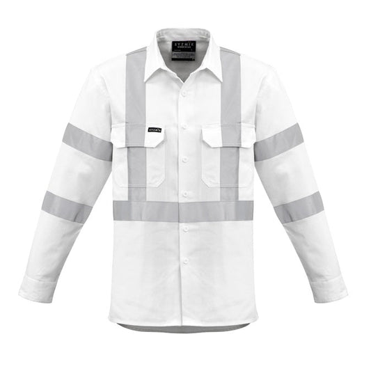 Syzmik ZW621 Mens White Bio Motion X Back Tape L/S Shirt
