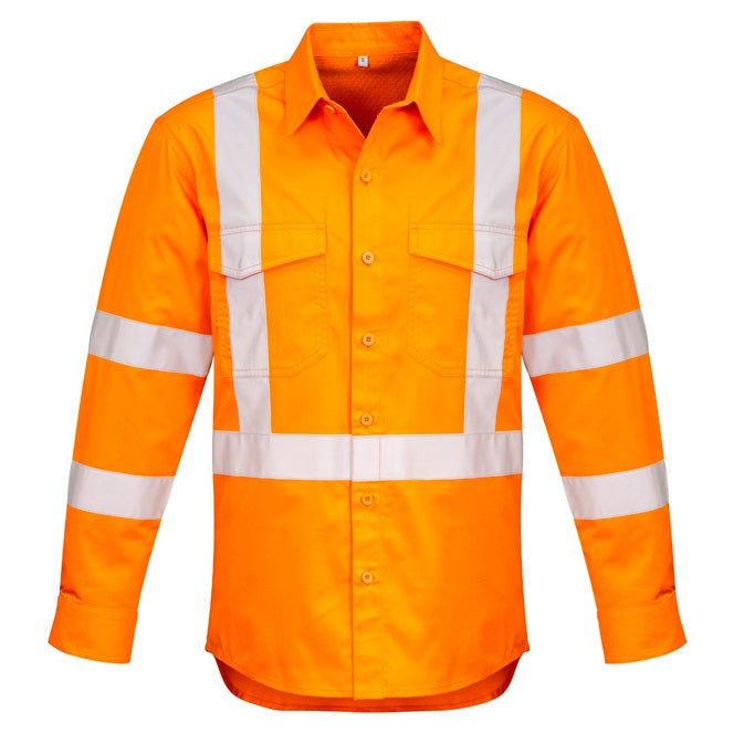 Syzmik ZW690 Mens HiVis X Back Tape L/S Shirt
