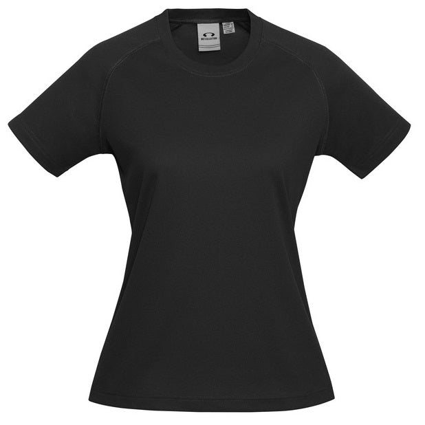 Biz Collection T301LS Ladies Sprint Tee Black colour - Front view