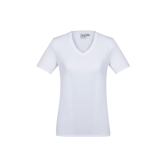 Biz Collection T800LS Ladies Aero Tee Solid White - Front view