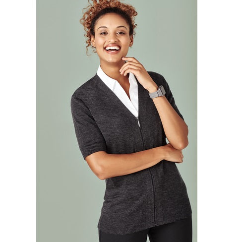Bizcare CK962LC Womens Zip Front Short sleeve cardigan
