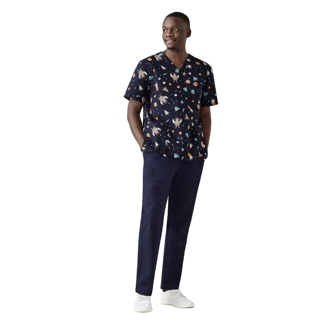 Biz Care CST148MS Space Party Mens Scrub Top