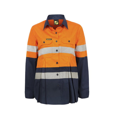Workcraft WSL601 Maternity Lightweight HiVis 2-Tone Long Sleeve Vented Cotton Drill Shirt
