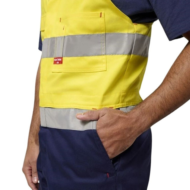 Hard Yakka Y01055 HiVis 2tone Action Back Cotton Taped Overall