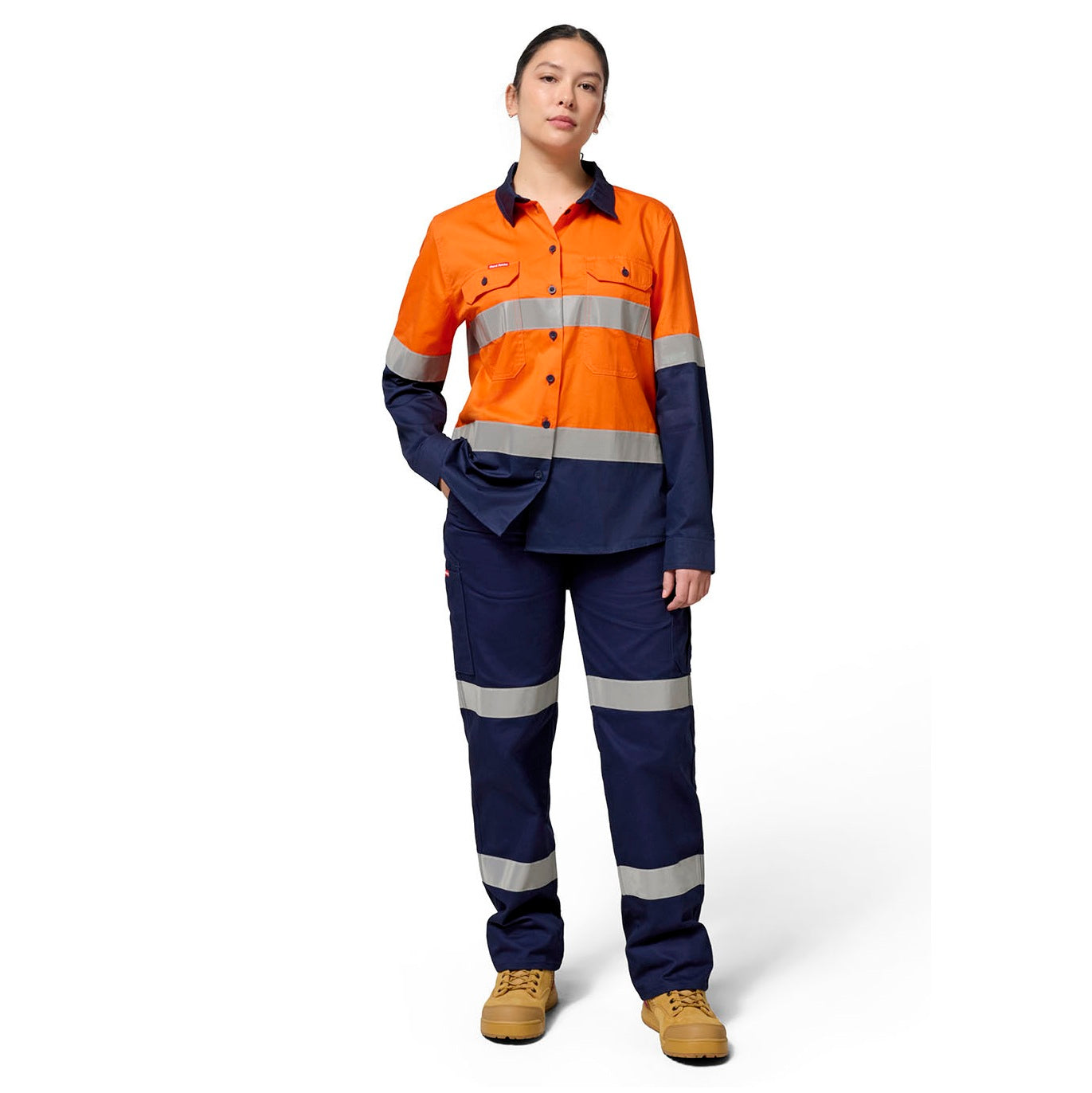 Hard Yakka Y08805 Core Womens HiVis Lightweight 2-Tone Taped Shirt