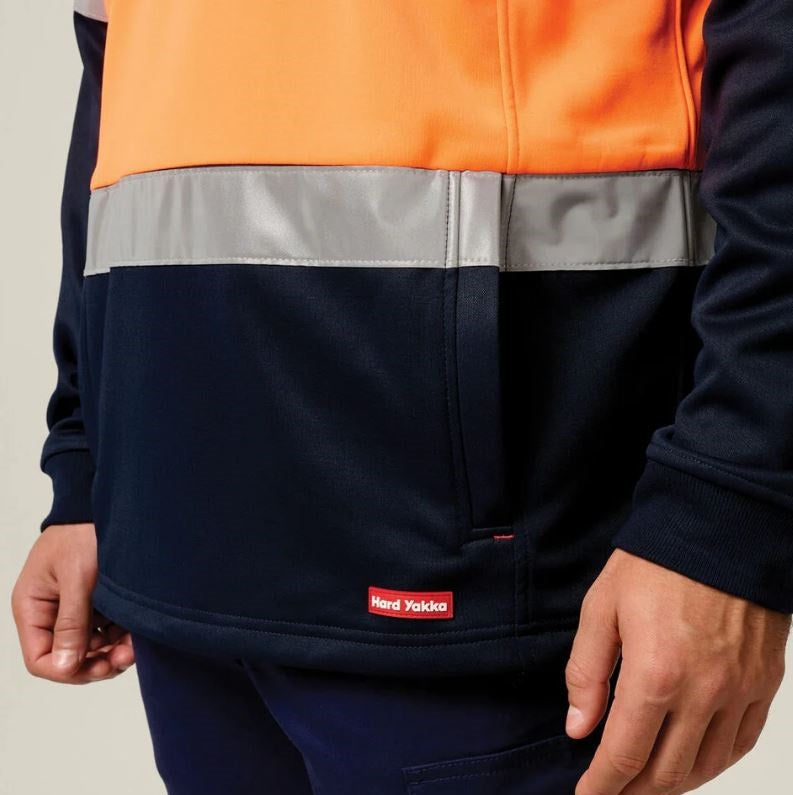 Hard Yakka Y19270 HiVis 2Tone 1/4 Zip Brushed Fleece Taped Jumper