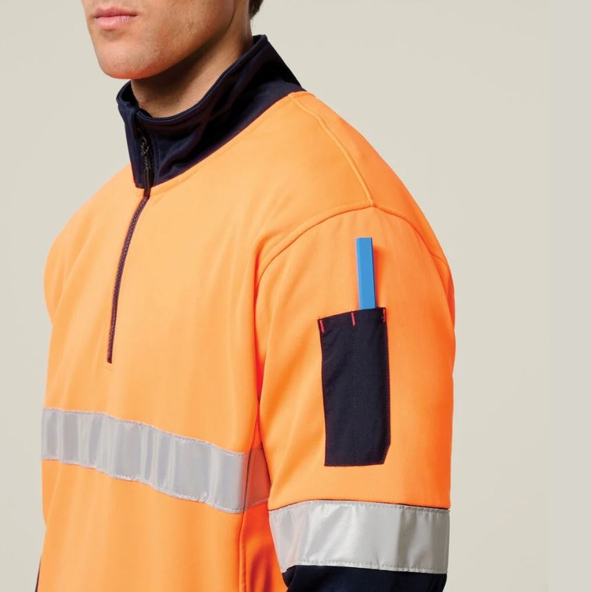 Hard Yakka Y19270 HiVis 2Tone 1/4 Zip Brushed Fleece Taped Jumper