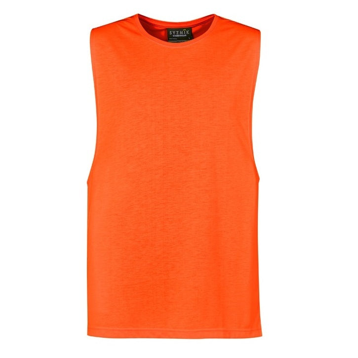 Syzmik ZH297 Mens HiVis Sleeveless Tee - Orange - Front View