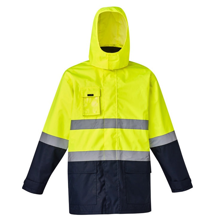 Syzmik ZJ220 Mens HiVis Basic 4-in-1 Waterproof Jacket - Yellow/Navy - Front View