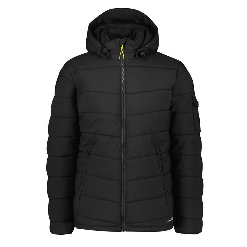 Syzmik ZJ240 Unisex Streetworx Hooded Puffer Jacket - Black - Front View