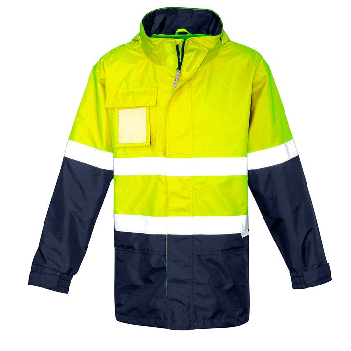 Syzmik ZJ357 Mens Ultra Lite Waterproof Jacket - Yellow/Navy - Front View
