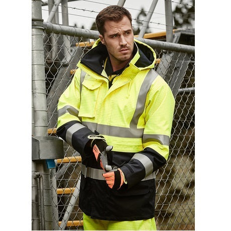 Syzmik ZJ900 Mens Fire Amour ARC Rated Anti-Static Waterproof Jacket - Yellow/Navy - Lifestyle
