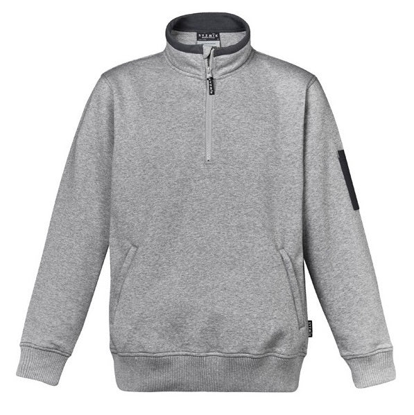 Syzmik ZT366 Mens 1/4 Zip Brushed Fleece Pullover - Grey Marle - Front View