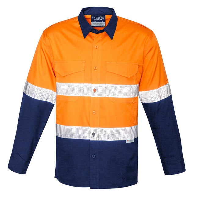 Syzmik ZW129 Mens Rugged Cooling Taped HiVis Spliced L/S Shirt