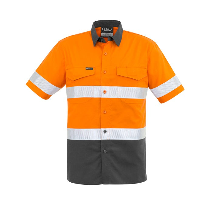 Syzmik ZW835 Mens Rugged Cooling Taped HiVis Spliced S/S Shirt
