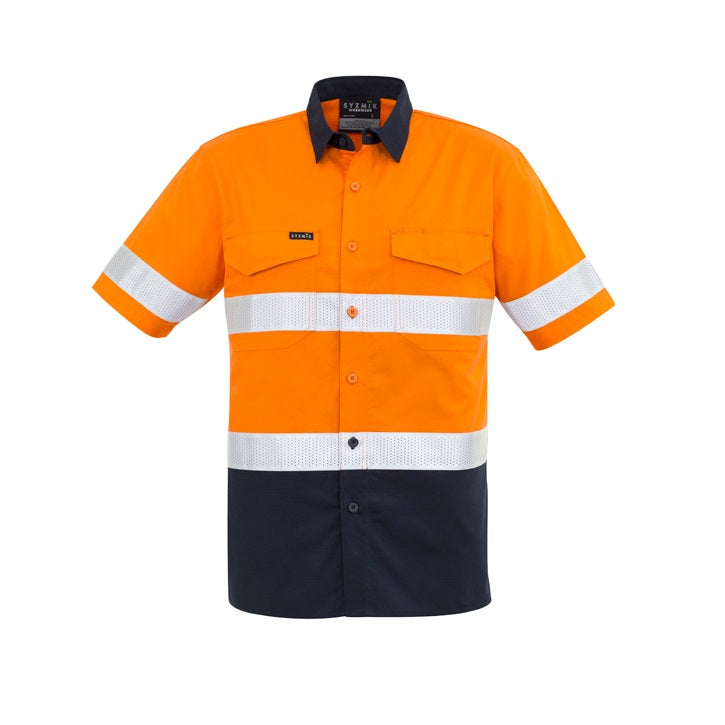 Syzmik ZW835 Mens Rugged Cooling Taped HiVis Spliced S/S Shirt