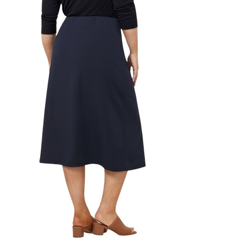 NNT CAT2RV Crepe Stretch Ladies Professional A-Line Navy Corporate Skirt - Back View